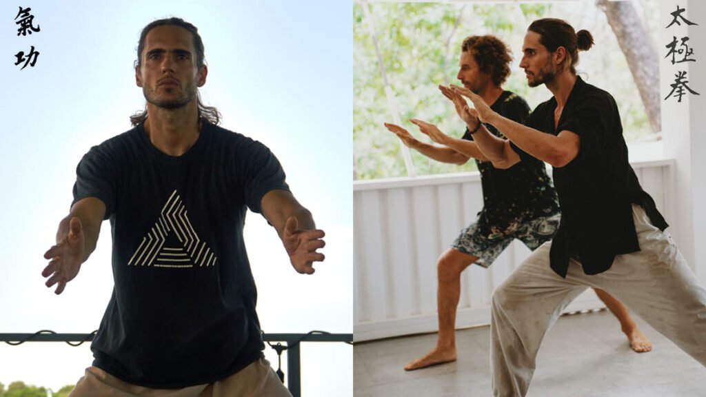 Tai Chi or Qigong Understanding the Differences and Benefits A split image shows two qigong and taichi instructors