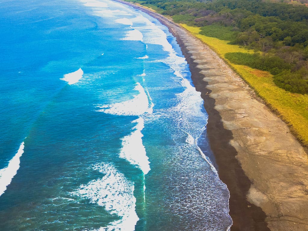 Aerial view of Nosara beaches and Pacific coastline in Costa Rica