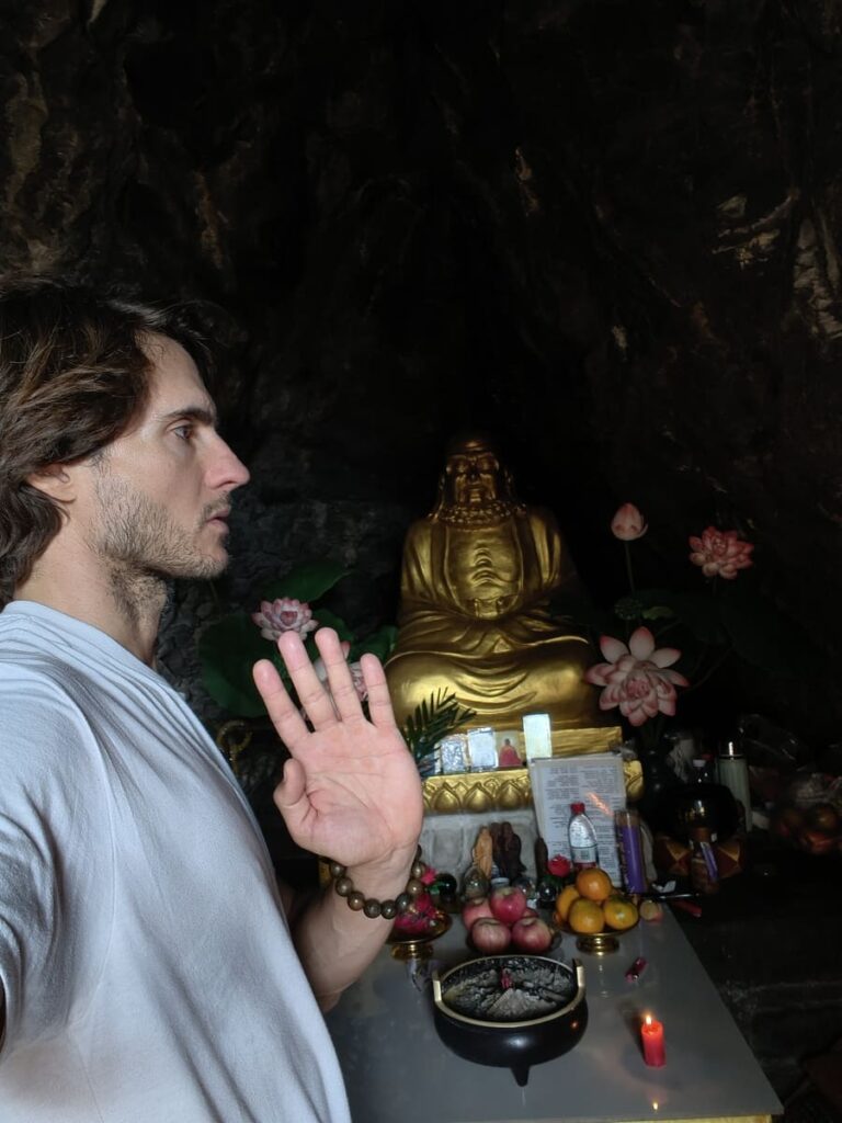 Bharu visiting the original Bodhidarma Cave in China